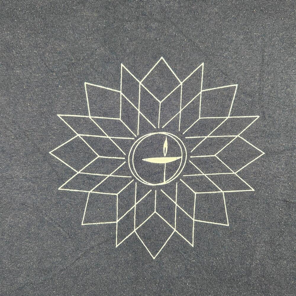 Vintage Sportswear Shirt Mens Large Blue Geometric Flame Logo Graphic USA 80s